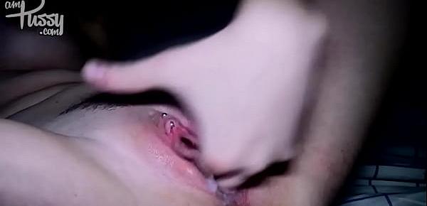  Intense pussy fingering and pierced clit rubbing